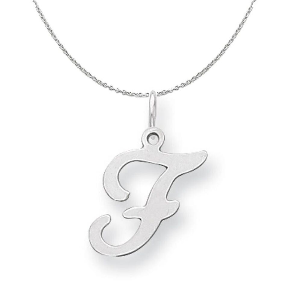 Silver, Sophia Collection, Small Script Initial F Necklace - 24 In